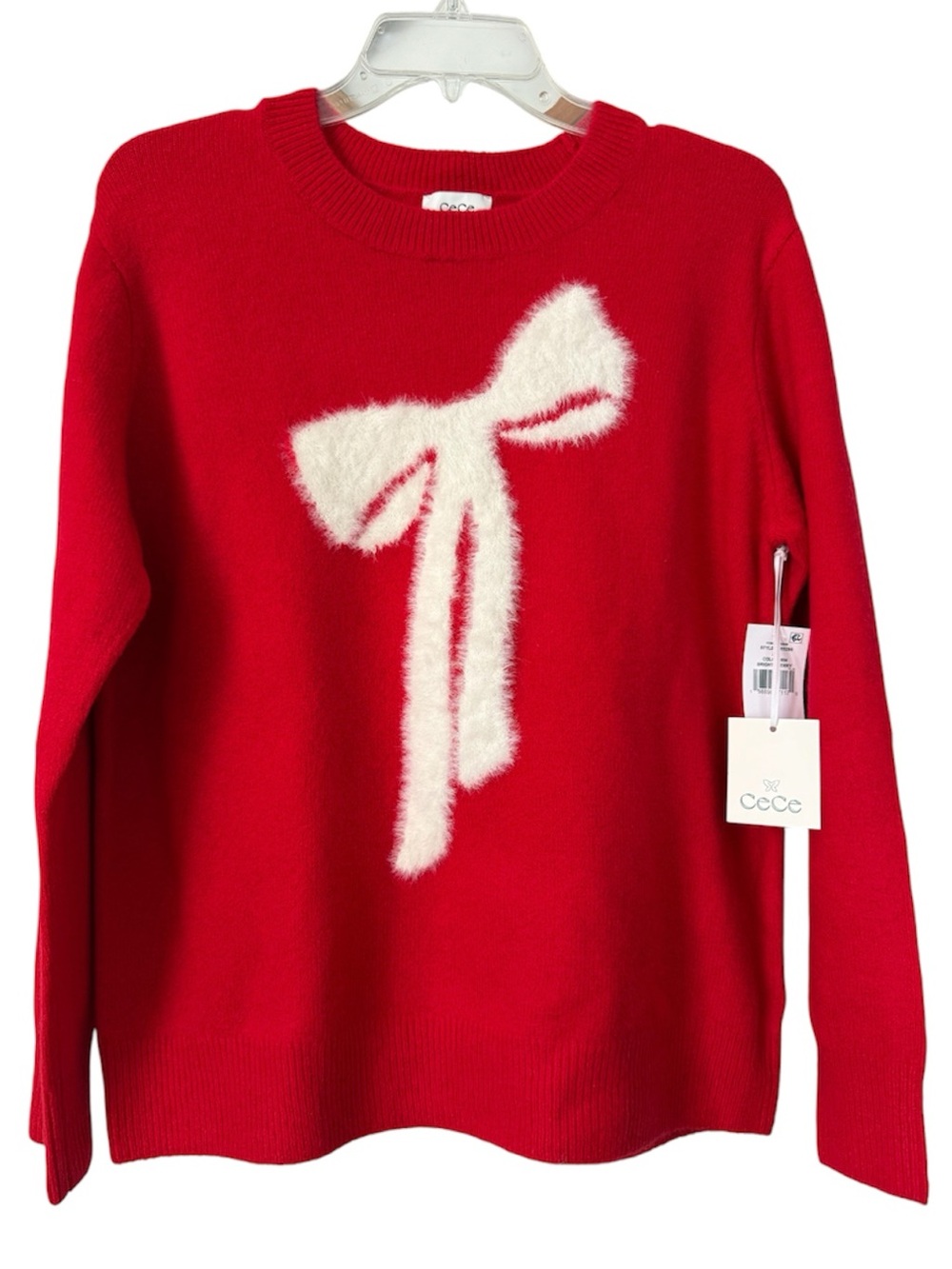 CeCe Red Sweater with White Bow Medium NWT